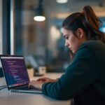 chica trabajando Frontend React.js